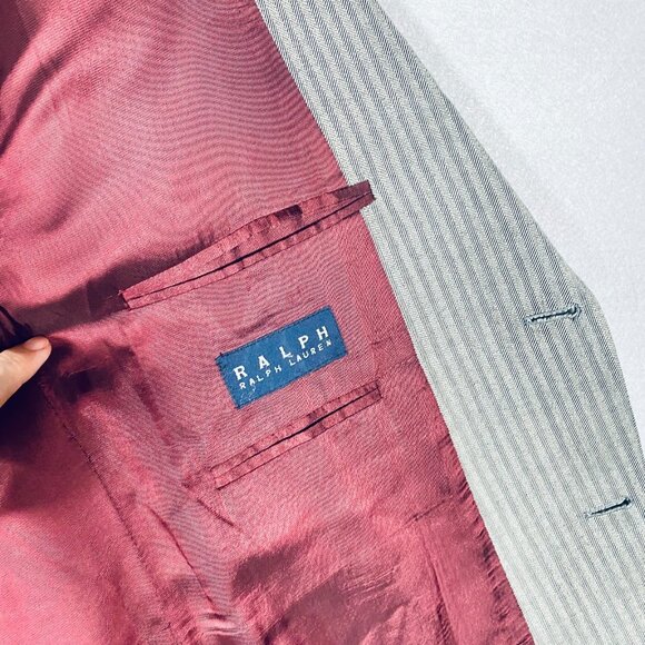 Ralph Lauren Blazer Mens 46R Gray Silk Wool Herringbone Sport Coat Jacket - Picture 7 of 15